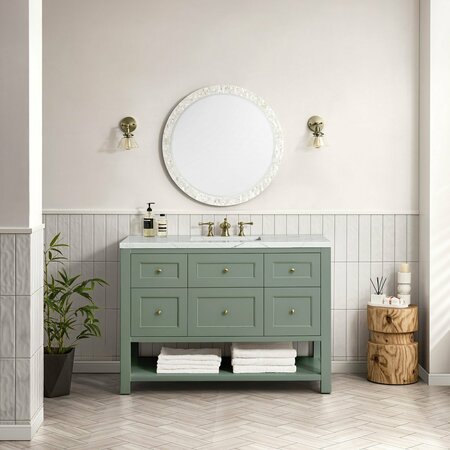 James Martin Vanities Breckenridge 48in Single Vanity, Smokey Celadon w/ 3 CM Ethereal Noctis Top 330-V48-SC-3ENC